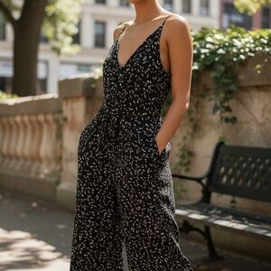 Kaileigh Black Jumpsuit with White Accents